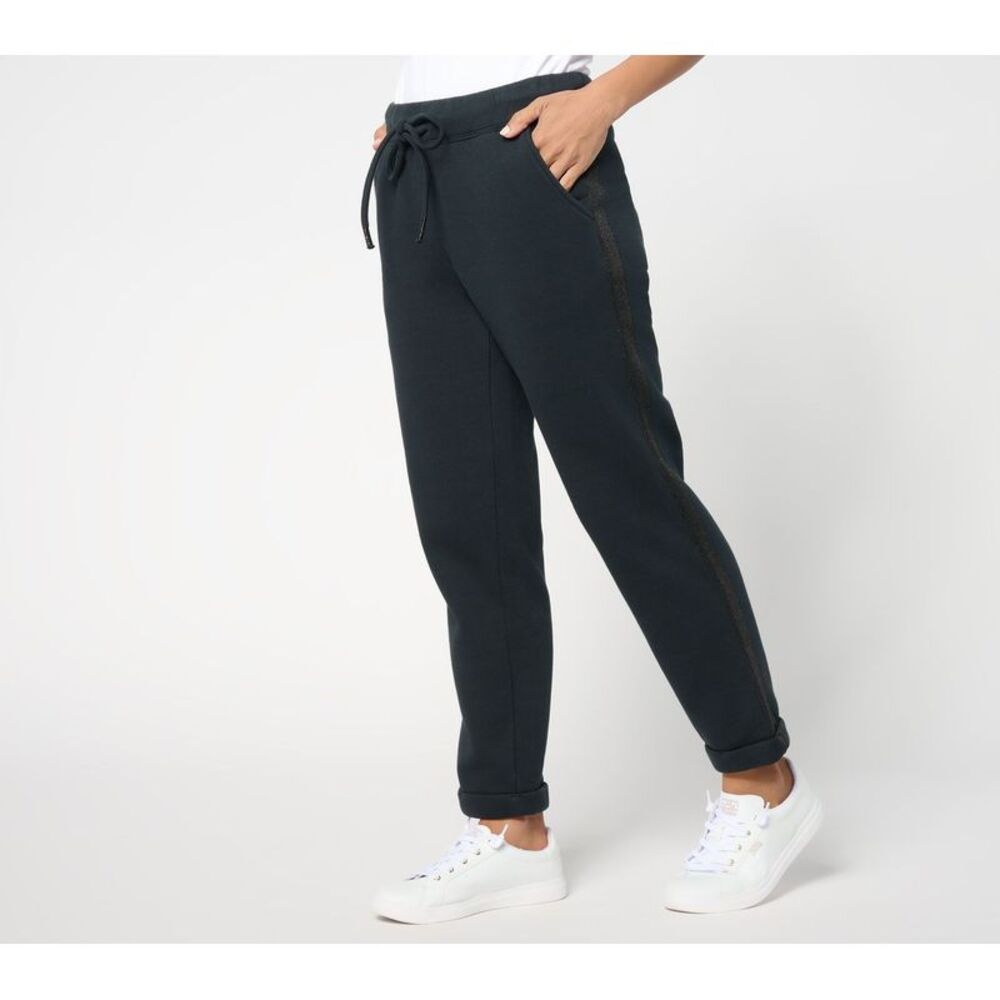 Martha Stewart Women's Plus Sz Pants 3X Signature French Terry Slim Black